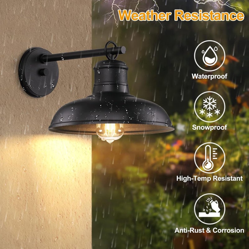 Bosceos 2-Pack Outdoor Wall Lights, Vintage Black Wall Sconces, Exterior Farmhouse Barn Light Fixtures, Indoor Wall Mount Lighting Fixtures, Anti-Rust Waterproof Exterior Light for Patio Porch Doorway Garage - Image 4